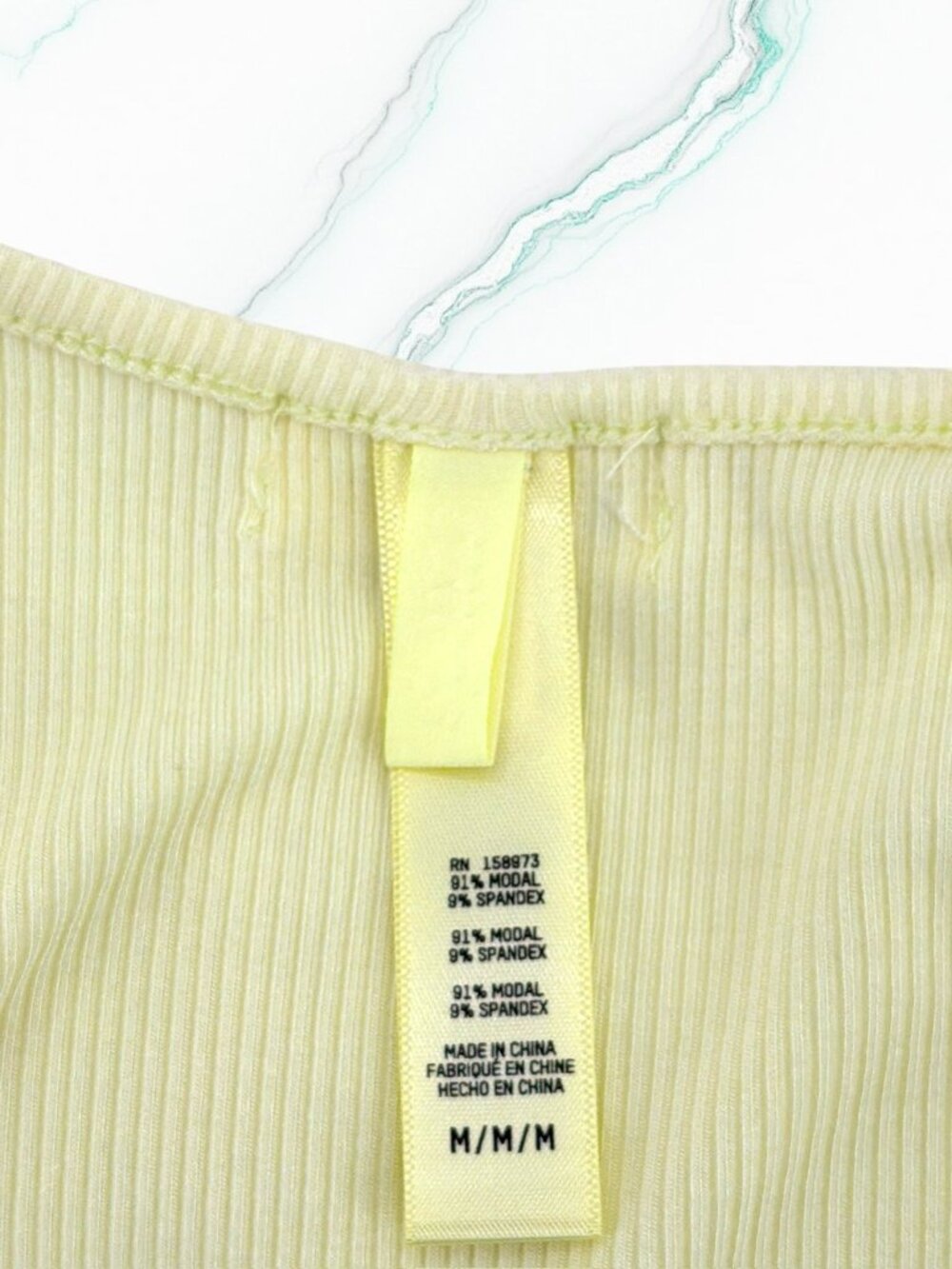 SKIMS Neon Yellow Ribbed Spaghetti Strap Long Slip Maxi Dress M - Picture 2 of 6